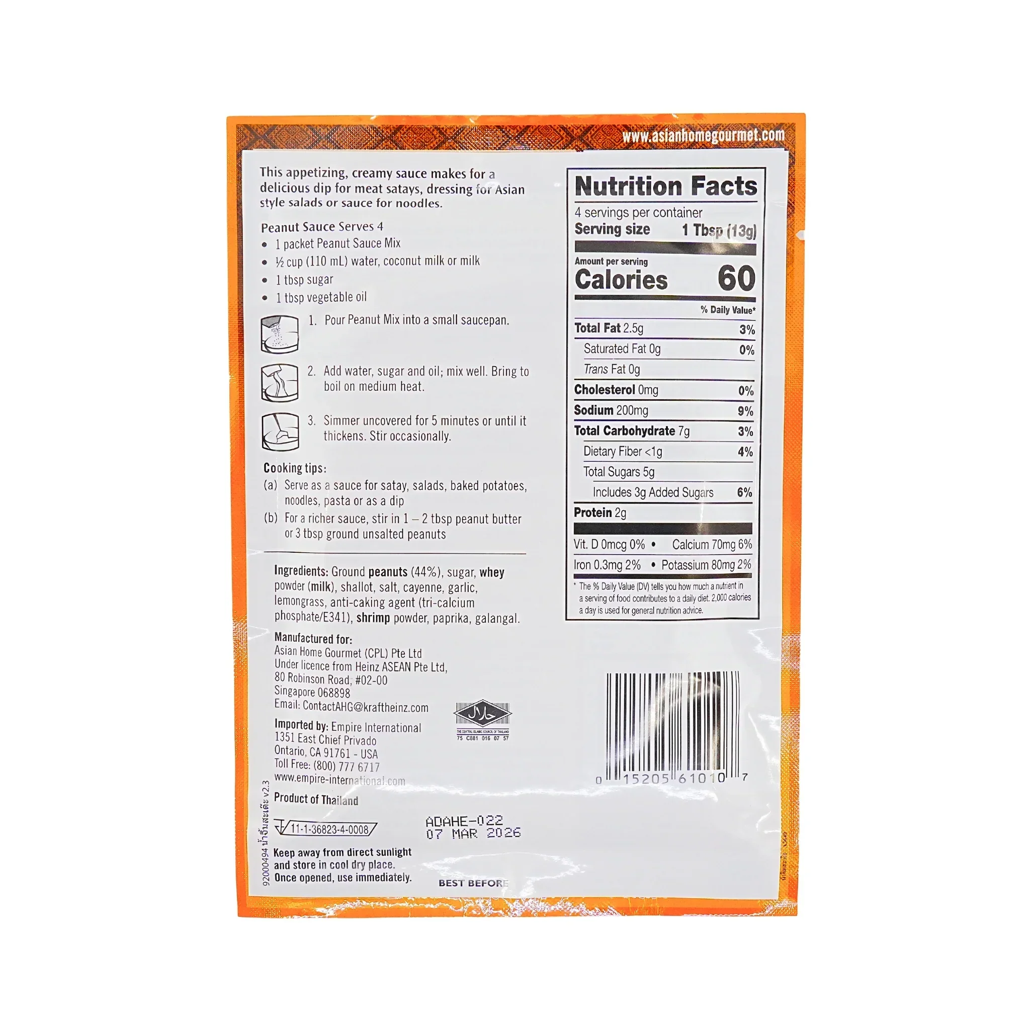 Asian Home Gourmet Peanut Sauce Mix 1.75 oz - Image 3