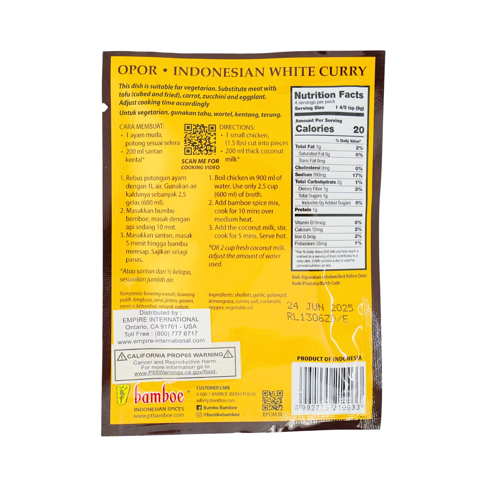 Bamboe Opor Spices for White Curry 1.2oz - Image 3