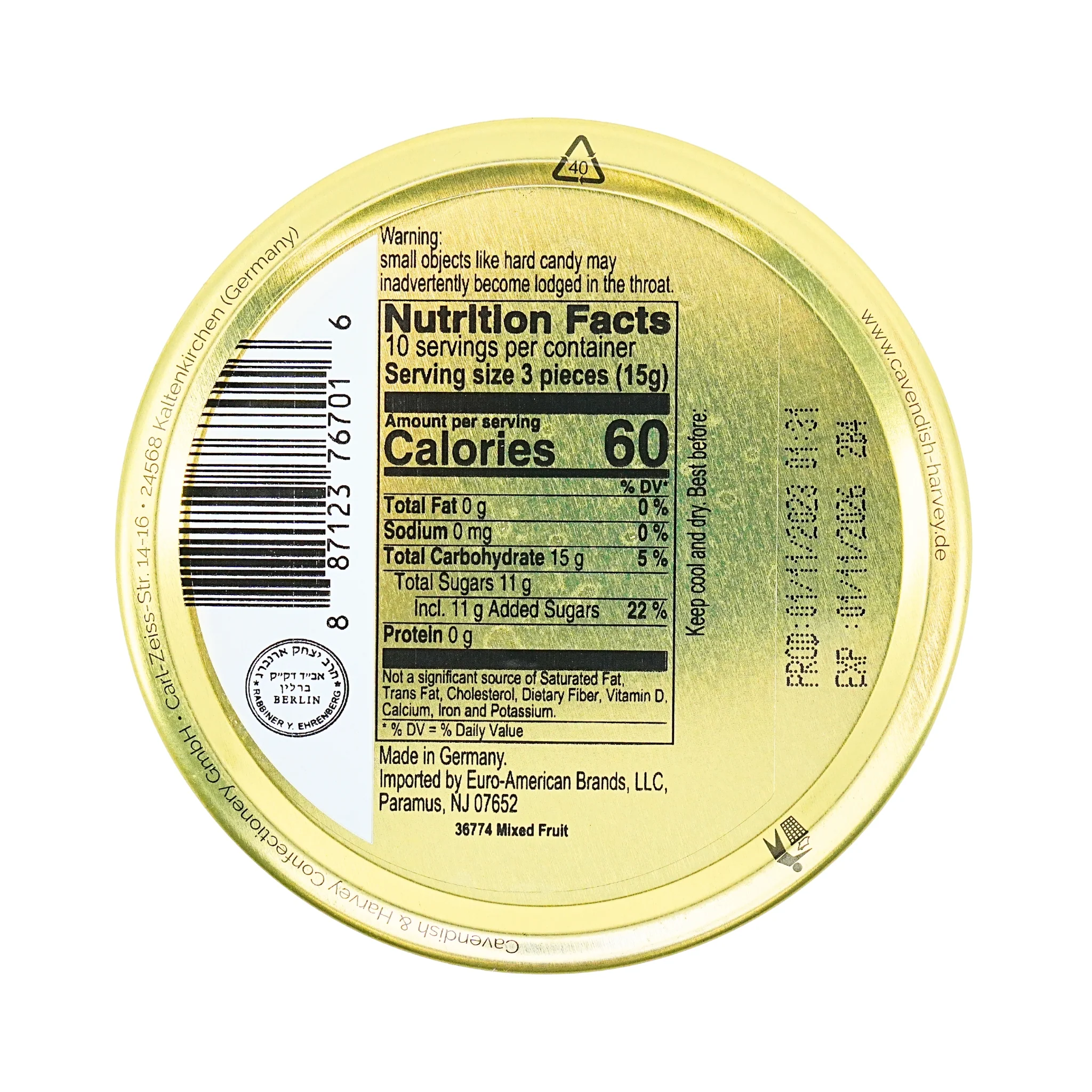 Cavendish & Harvey Mixed Fruit 5.3oz Tin - Image 3