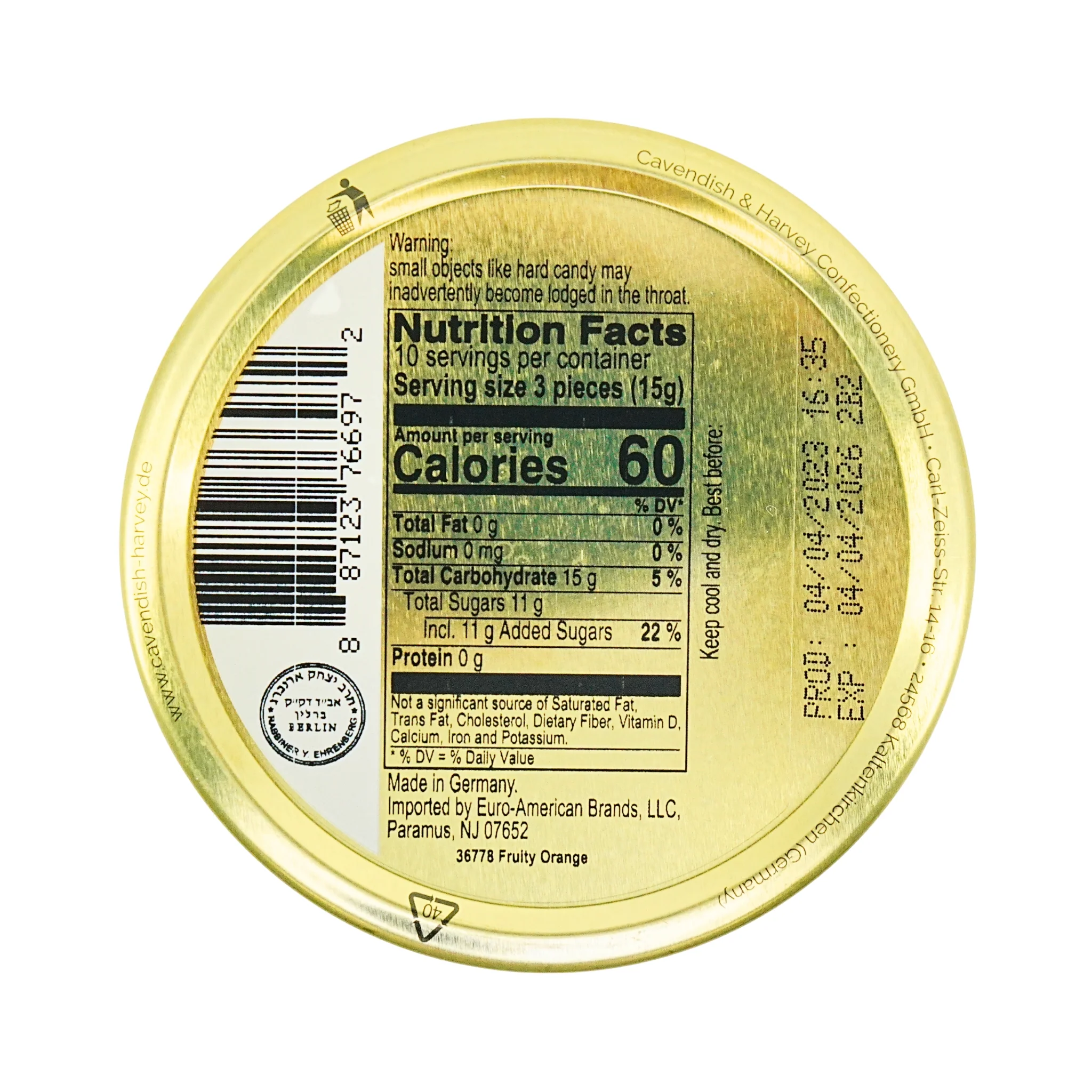 Cavendish & Harvey Orange Candy 5.3oz Tin - Image 3