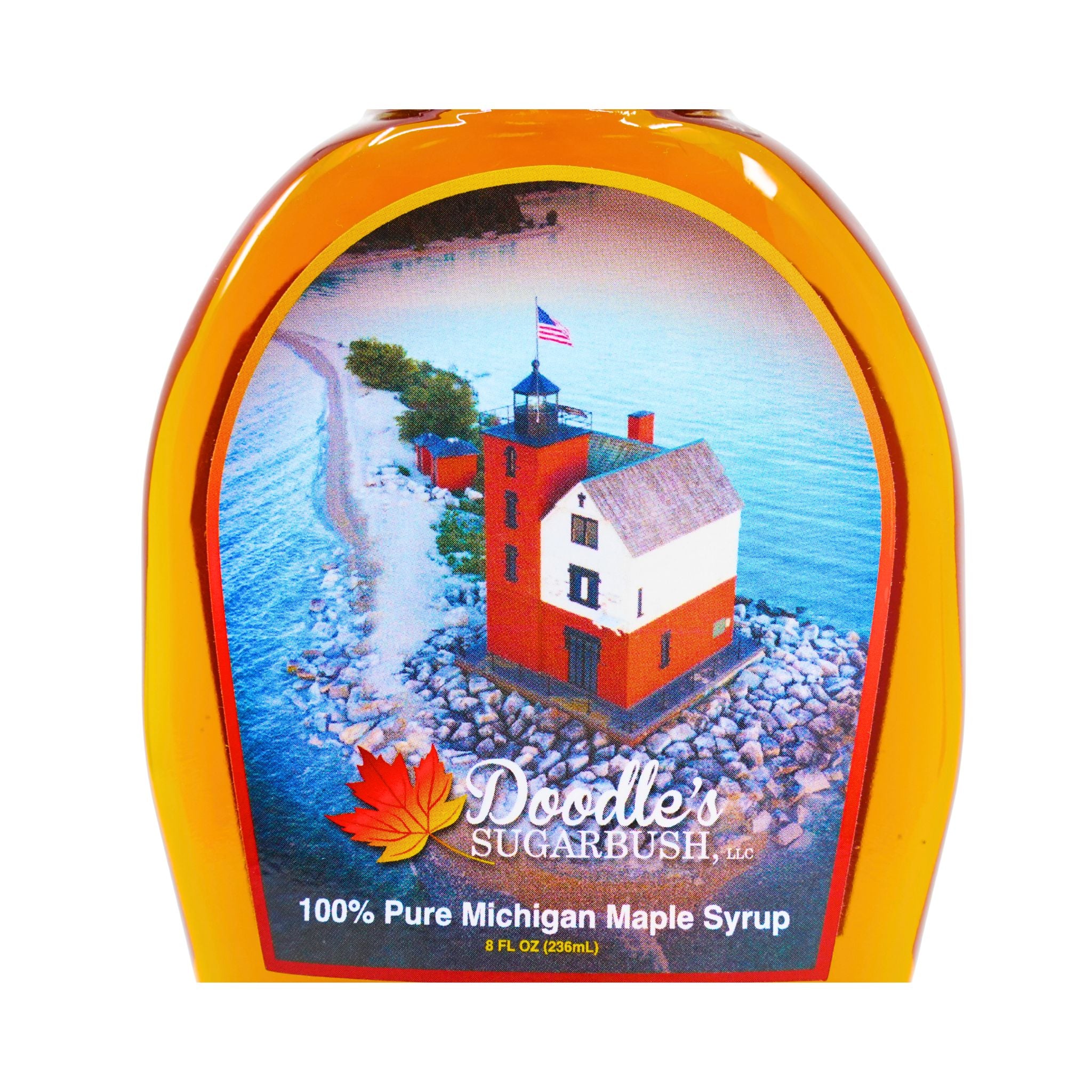 Doodles Maple Syrup Northern Lighthouse  Bottle 8 oz glass - Image 3