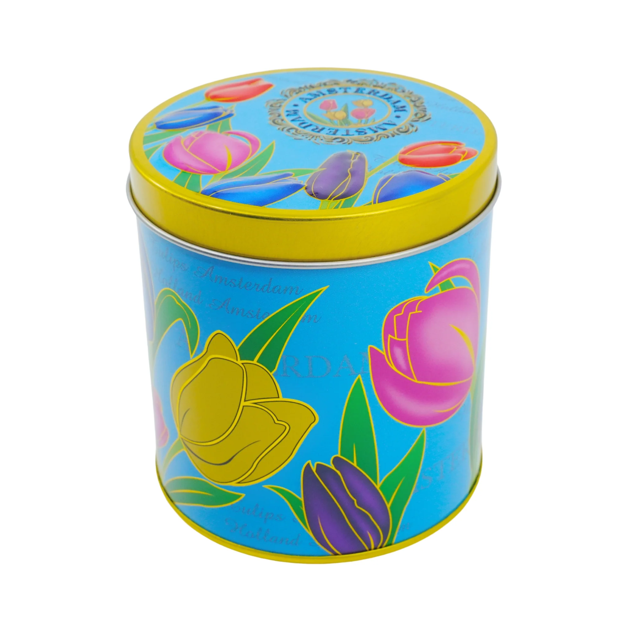 KM Blue Tulip Tin With 8 stroopwafels - Image 3