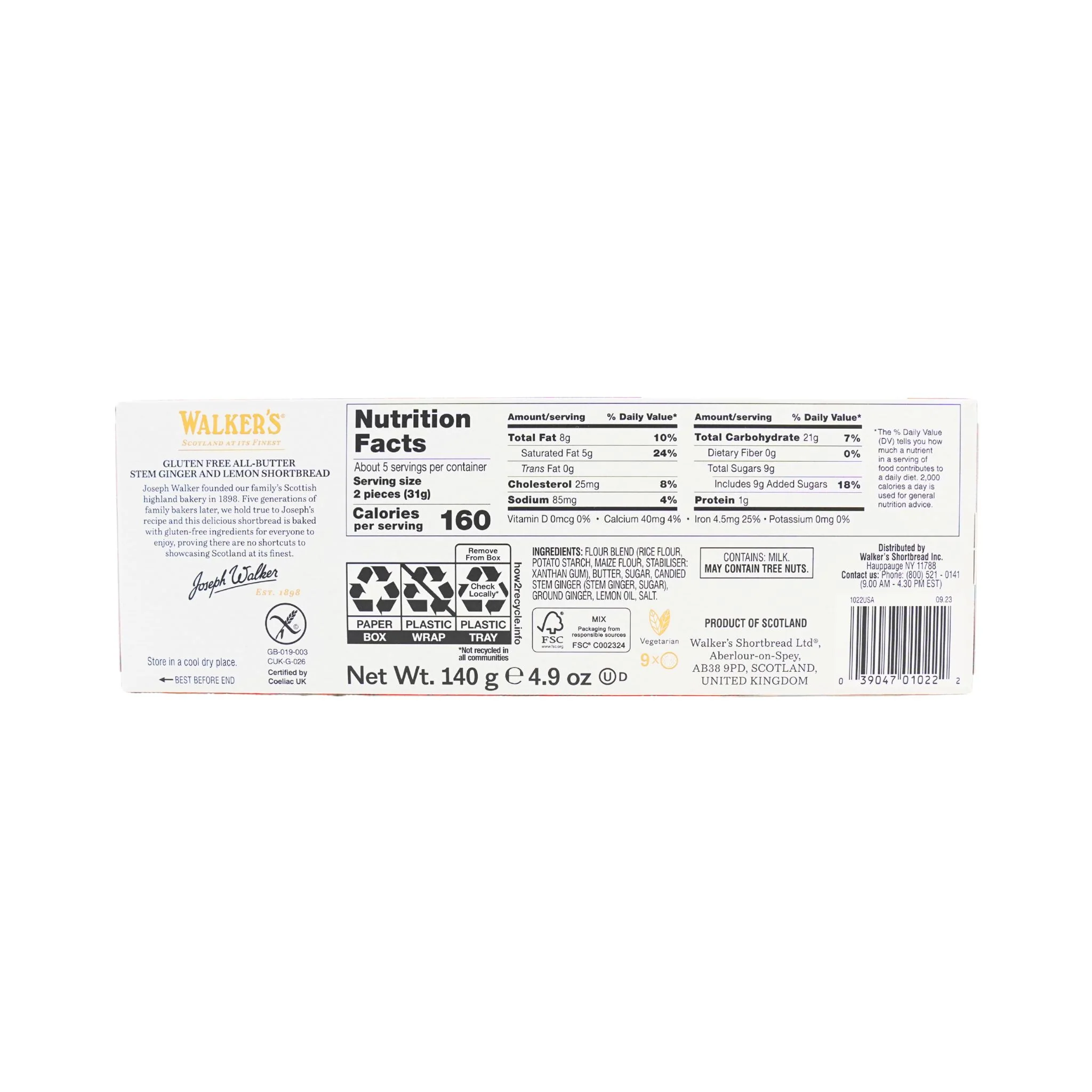 Walkers Gluten Free Ginger Lemon Shortbread Cookies 4.9oz - Image 4