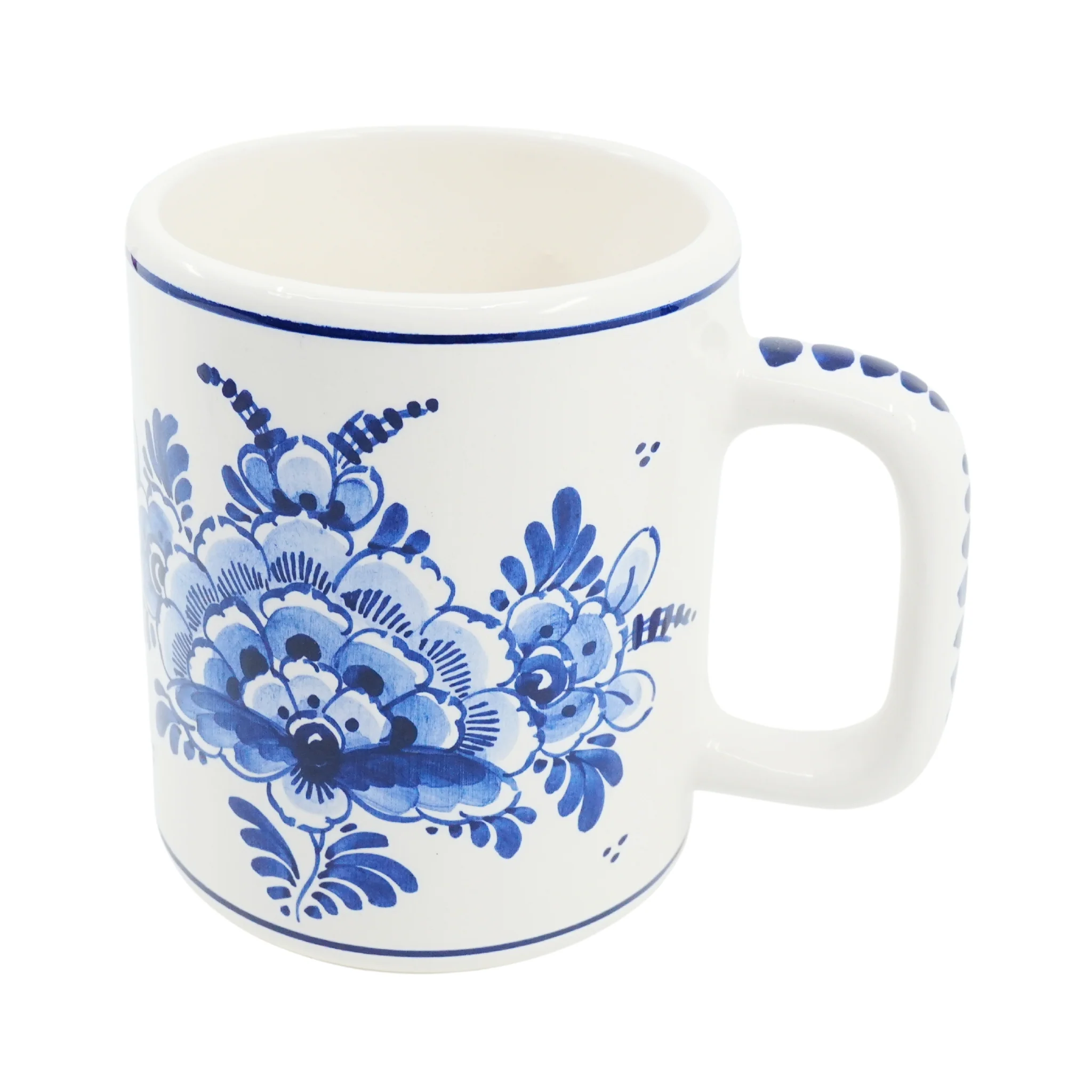DeWit Hand Painted  Coffee Mug Blue Flower 4 inch - Image 2