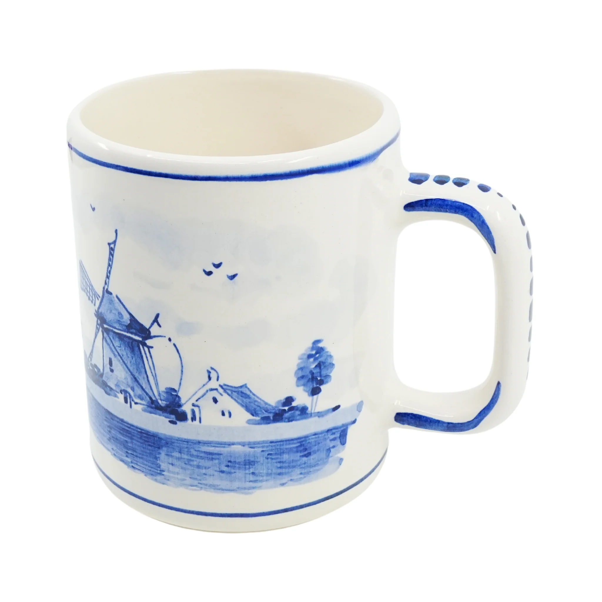 DeWit Hand Painted  Coffee Mug Blue Mill 4 inch - Image 2