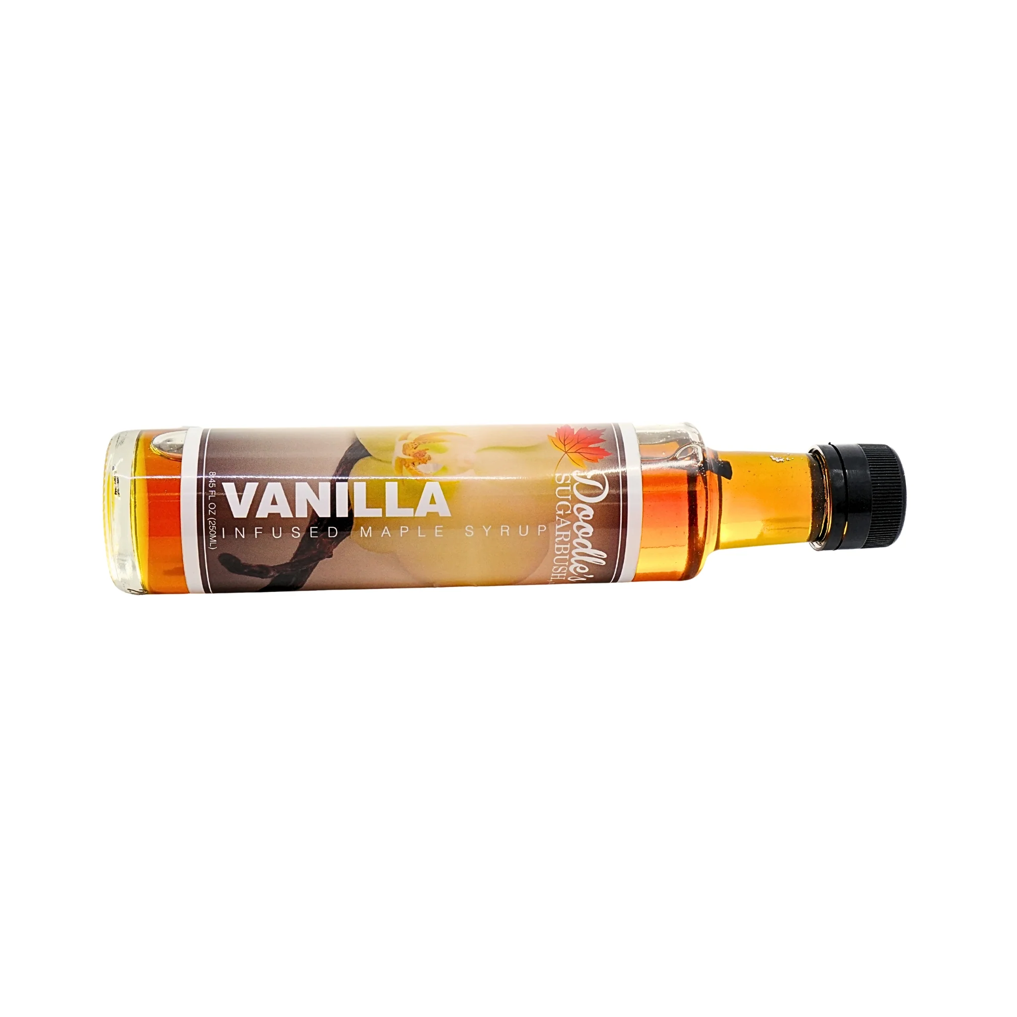Doodles Vanilla Infused Maple  Syrup 8.5 oz Glass Bottle - Image 2
