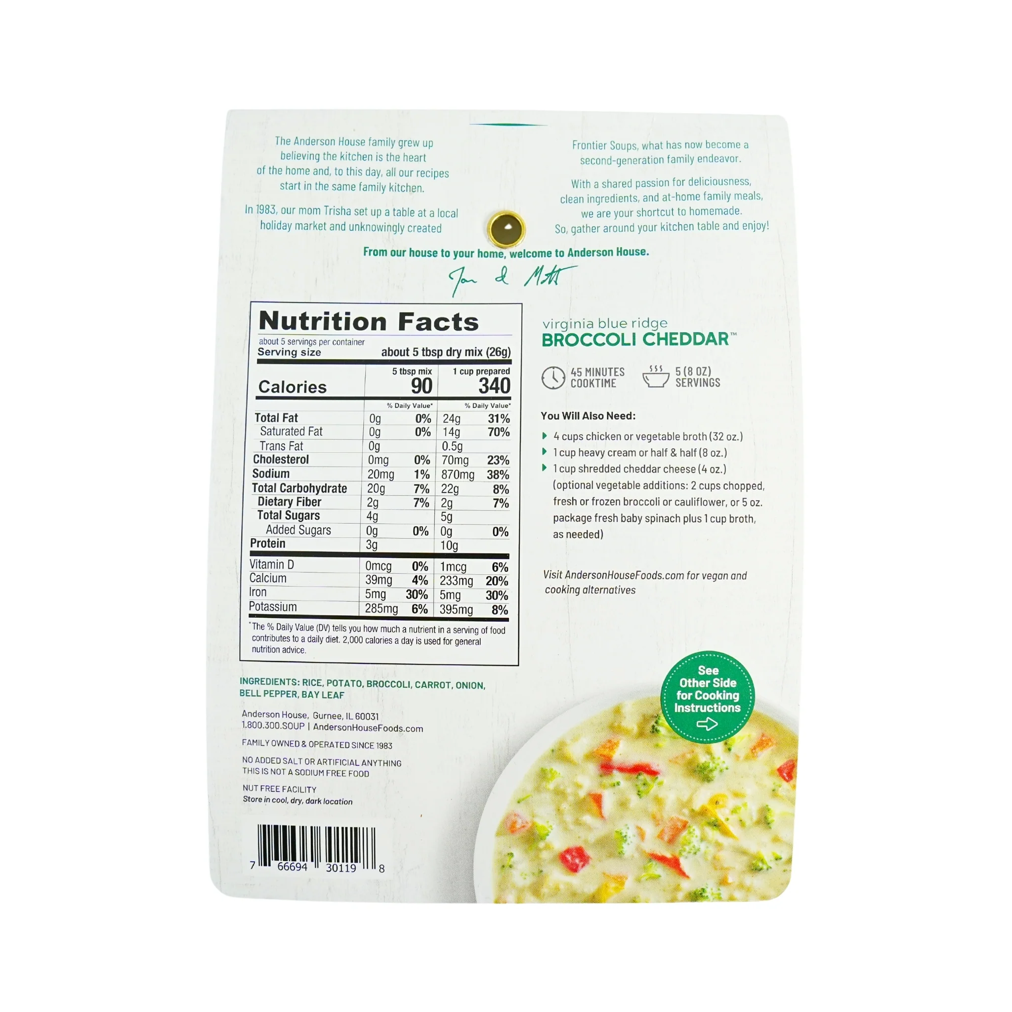 Frontier Soups Virginia Blue Ridge Broccoli Cheddar Soup Mix - Image 3