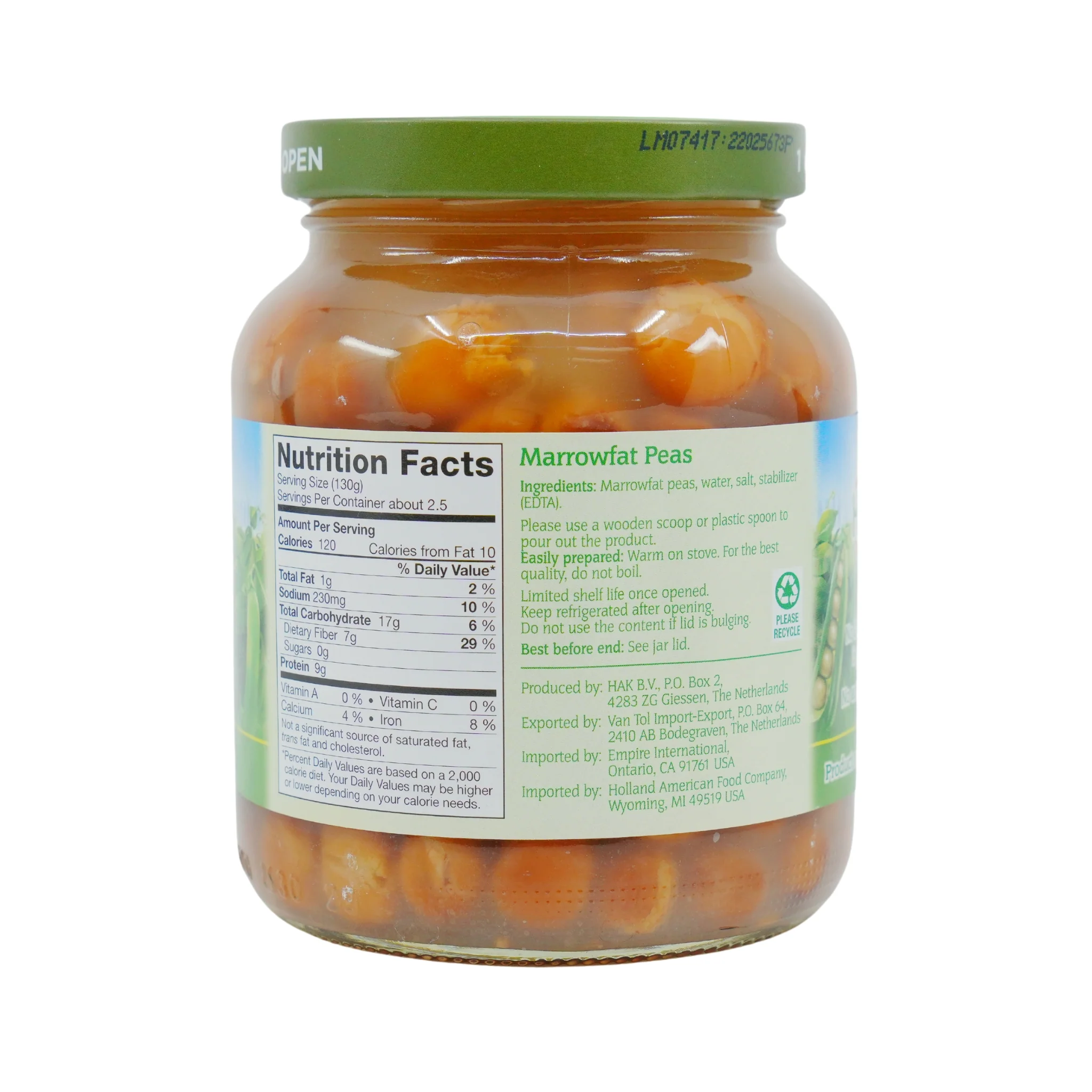 Hak Marrowfat Peas Capucijners 12.6 Oz - Image 3