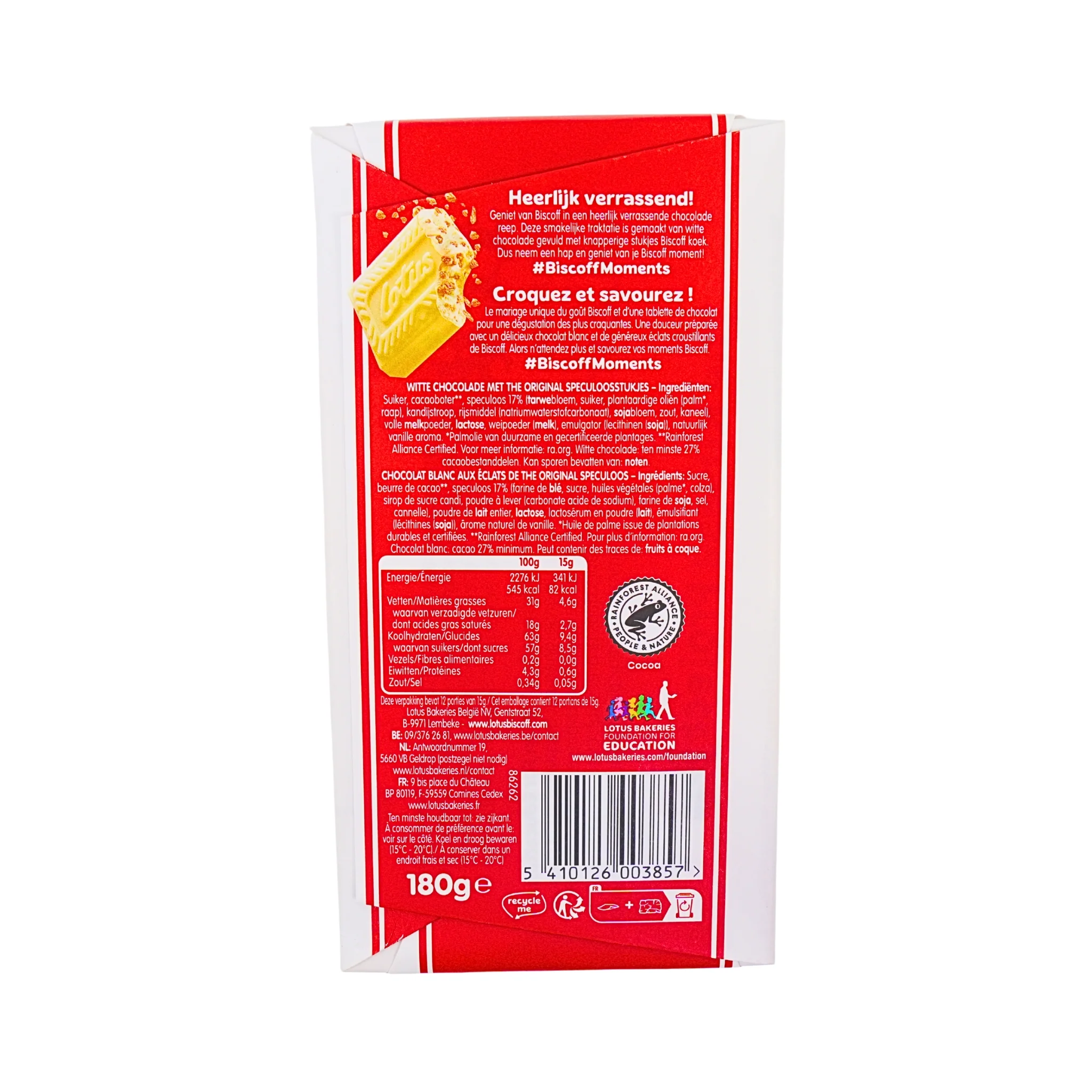 Lotus Biscoff Speculoos White Choc Bar With Speculoos Pieces  6.3 oz 180 gr - Image 3