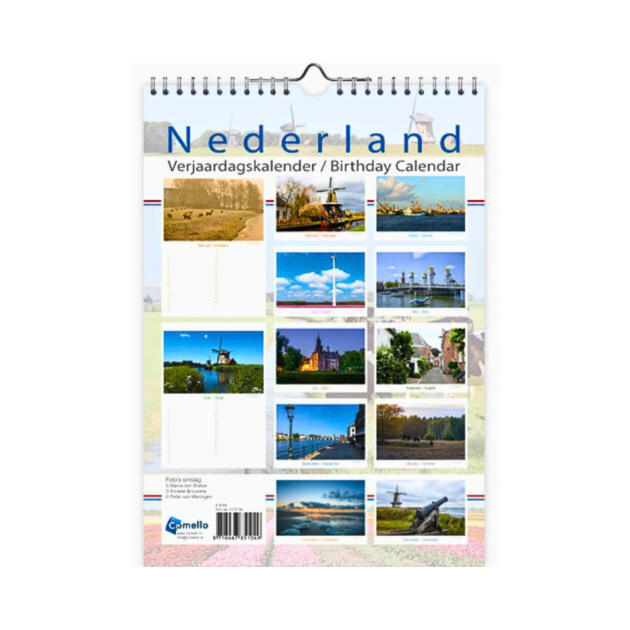 Nederland Pictures of Holland Birthday Calendar 13x17.3 - Image 3