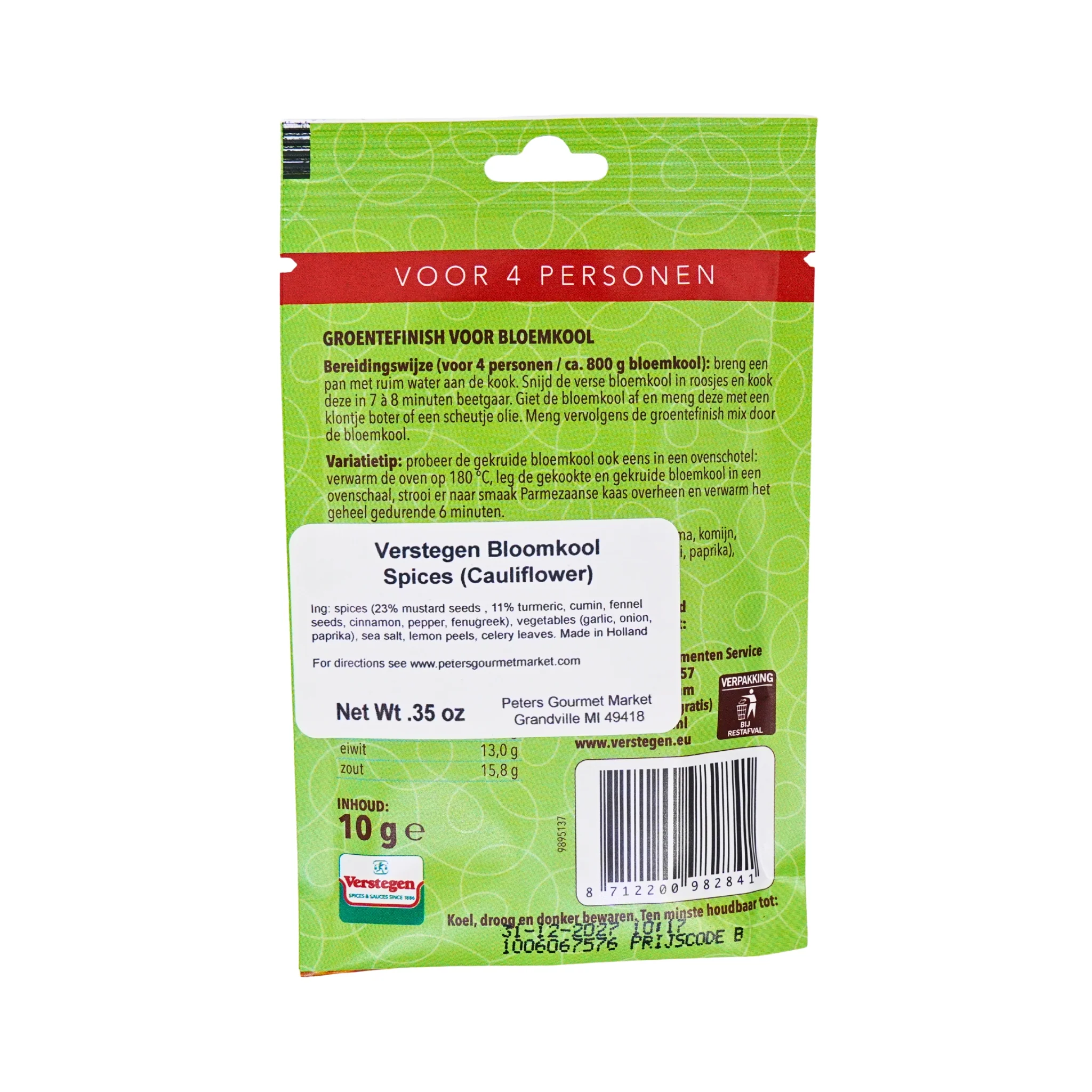 Verstegen Vegetable spices for Cauliflower 10 gr - Image 3